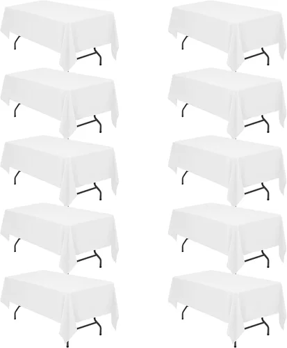 Vista 183 de BRILLMAX - Manteles para mesa rectangular de 6 pies, tela de lino de poliéster, lavable, para boda, recepción, banquete, fiesta de cumpleaños, 60 x
