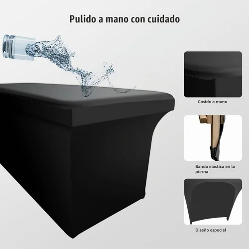Vista 4 de Funda de Cama de Pestañas Limpiable de Cuero PU para Mesa de Masaje, Funda de Cama de Spa Impermeable y Reutilizable, Libre de Olor y de Alta Negro