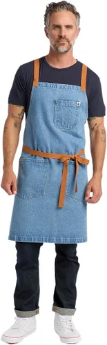 Vista 8 de hedley & bennett Delantal con babero cruzado - Delantal de chef con bolsillos - 100% Algodón Denim, 8oz - Negro Abalone