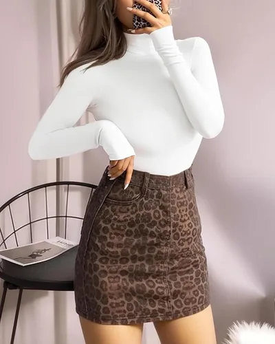 Vista 137 de MANGOPOP - Enterizo para mujer, manga larga, cuello de tortuga, cuello alto falso, estilo top