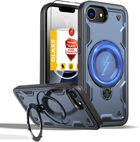 Vista 23 de Funda magnética para Google Pixel 9 Pro XL compatible con cargador inalámbrico MagSafe, para Pixel 9 Pro XL con soporte de 360° + 2 protectores