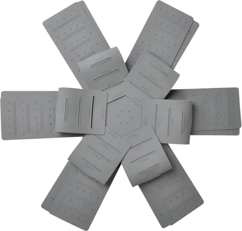 Vista 8 de Protectores de ollas y sartenes, almohadilla protectora de silicona de 3 piezas, protector de sartén apilable. Tiene un diseño único de apertura