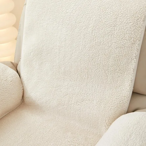 Vista 4 de vctops Funda para silla reclinable de vellón sherpa, súper suave y cálida, protector de muebles antideslizante, lavable, funda para silla reclinable