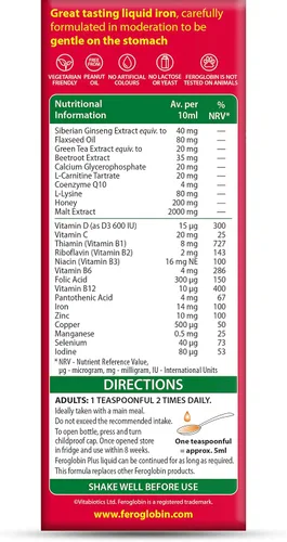 Vista 2 de Vitabiotics Feroglobin 6.8 fl oz Plus Líquido