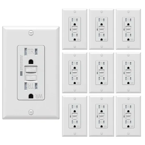 Vista 13 de WEBANG - Tomacorrientes GFCI de autocomprobación, resistentes a manipulaciones y a la intemperie, receptáculo GFCI con indicador LED, placas