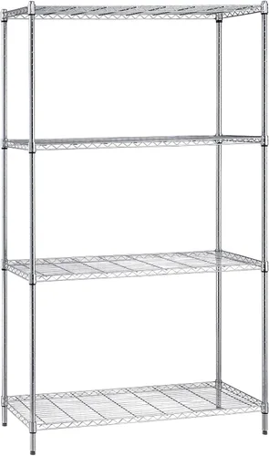 Vista 71 de Quantum Storage Systems kit para principiantes para unidad de librero de 4 niveles, de 54 pulgadas de alto, en alambre, con acabado en cromado