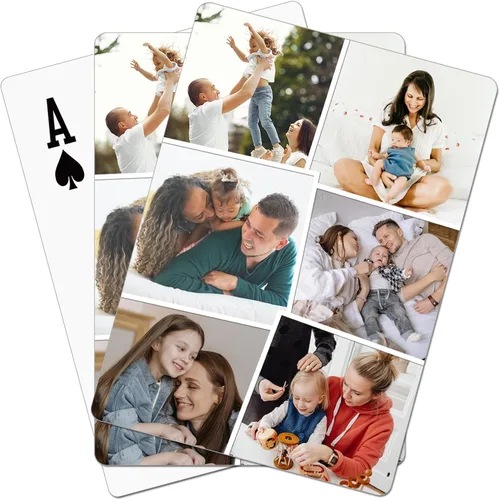 Vista 7 de Cartas de juego con fotos personalizadas: cartas personalizadas con fotos, regalo personalizado para fiestas, bodas y más (estilo 3 (3 fotos))