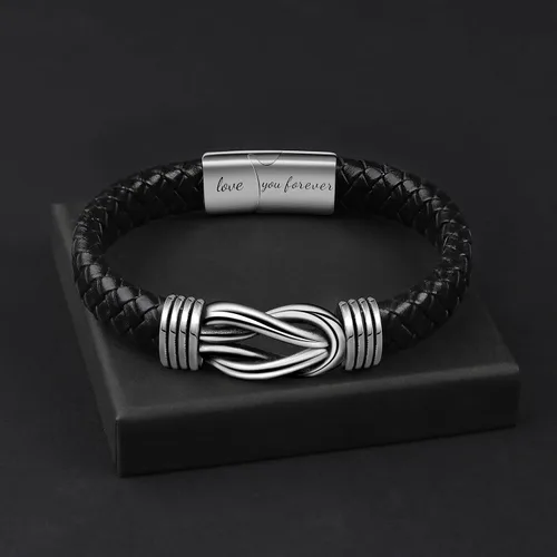 Vista 5 de Pulsera de cuero para hombres, marido, hijo, nieto, novio, Navidad, cumpleaños, día del padre, aniversario, día de San Valentín, regalo para hombre