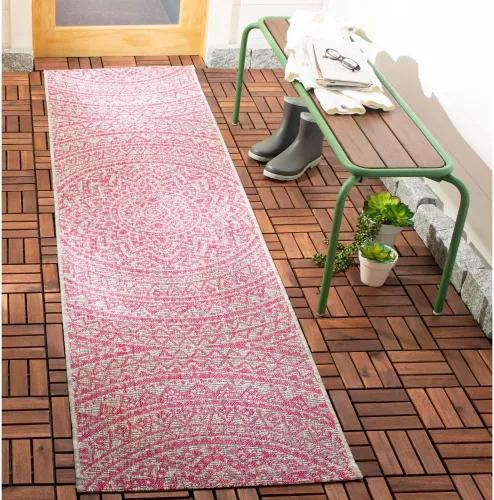 Vista 31 de SAFAVIEH Alfombra lavable al aire libre Courtyard Collection - 2'3" x 5', marfil y verde, no desprende pelusa y fácil limpieza, ideal para patio
