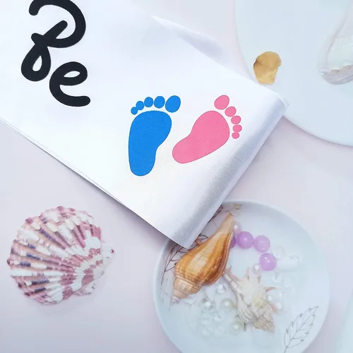 Vista 3 de NEWHAPPYLAND - Decoraciones para baby shower, banda y hojalata, insignias para mamá y papá, recuerdos de fiesta de revelación de género