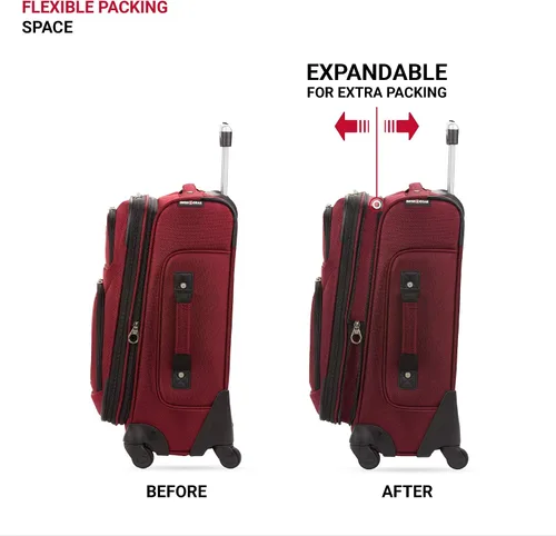 Vista 4 de SwissGear - Equipaje suave expandible Sion con ruedas, Borgoña