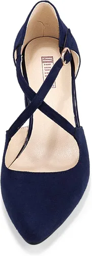 Vista 3 de IDIFU Lynn - Vestido de tacón bajo para mujer, con puntera cerrada, tacón grueso, correa cruzada, boda, fiesta, oficina, zapatos, 5