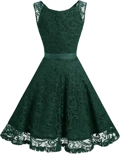 Vista 4 de Dressystar Vestido con encaje floral y cuello en V, para mujer, ideal para dama de honor, fiesta y baile de graduación