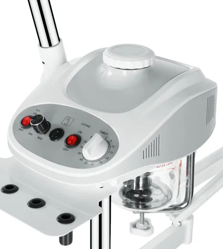 Vista 6 de Funnylife Vaporizador facial 3 en 1, lámpara de vapor facial con aumento 5X y máquina de alta frecuencia para salón de spa, equipo de belleza blanco
