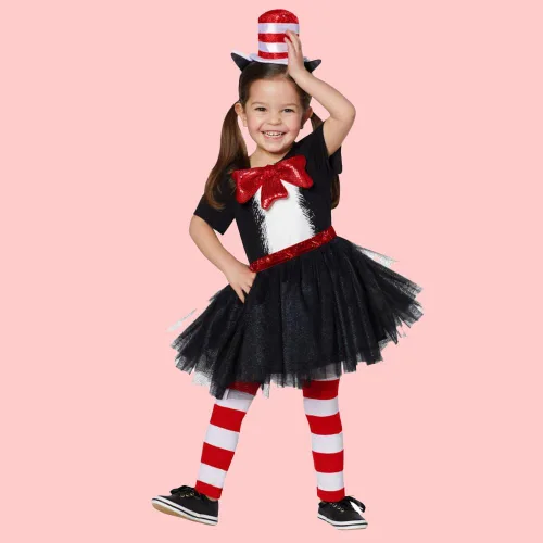 Vista 4 de Spirit Halloween Dr. Suess - Disfraz de gato con sombrero para niño pequeño, con licencia oficial, disfraz de grupo, disfraz de gato en el sombrero