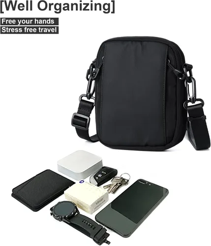 Vista 8 de WEPLAN Bolso cruzado para hombre, mini bolso de hombre, bolso de hombro de mensajero de viaje para hombre, bolsas laterales pequeñas para hombre