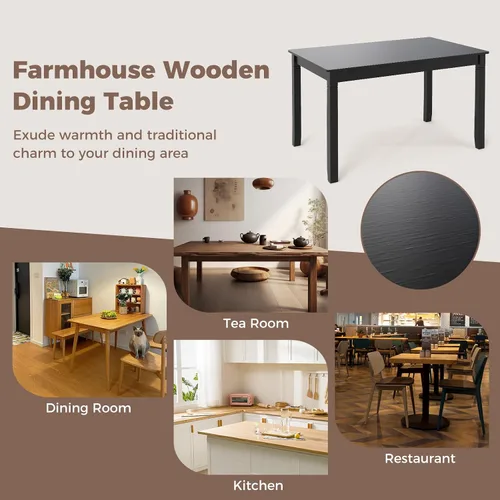 Vista 9 de Giantex Mesa de comedor para 4 personas, mesa de cocina de 48 x 29 pulgadas con patas de madera, carga de 330 libras, mesa de comedor rectangular