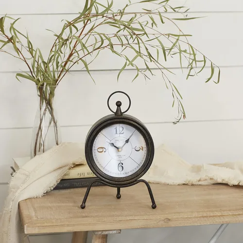 Vista 9 de Deco 79 Reloj rectangular de metal con esfera de reloj manchada de té, 10 x 3 x 8 pulgadas, negro