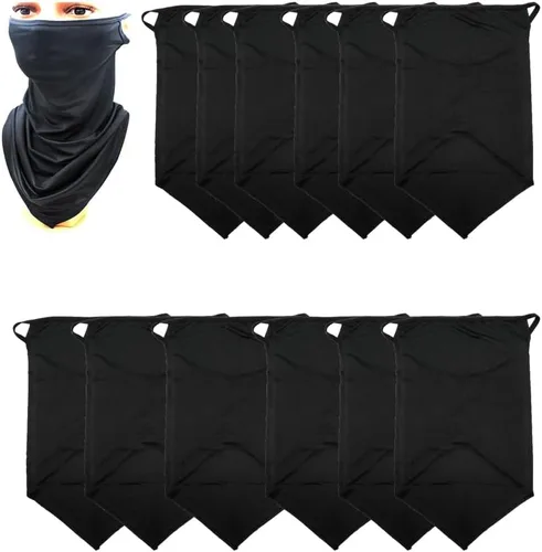 Vista 10 de Paquete de 12 polainas para el cuello, bufanda, máscara facial, bandanas para hombres y mujeres, máscara facial, pasamontañas, diademas