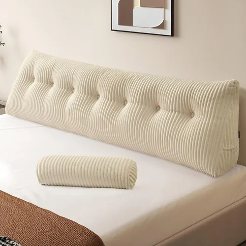 Vista 8 de Z-hom - Almohada grande para cabecero con un solo rollo, almohada de cuña para sentarse en la cama, cojín triangular de apoyo de respaldo para leer