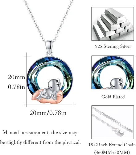 Vista 3 de Collar con colgante de girasol búho caballo atrapasueños rana diosa ángel guardián sirena jirafa plata de ley S925 con cristal You Are My Sunshine