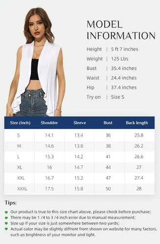 Vista 5 de Xeoxarel Cárdigan sin mangas para mujer con frente abierto (S-3XL)