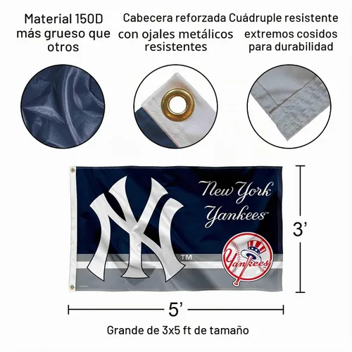 Vista 2 de WinCraft Bandera de NY Yankees Logo Insignia de 3 x 5 pies con ojal