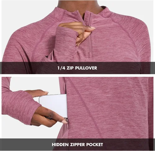 Vista 5 de BALEAF Camisas de secado rápido para mujer, manga larga, para correr, senderismo, entrenamiento, UPF50+ SPF