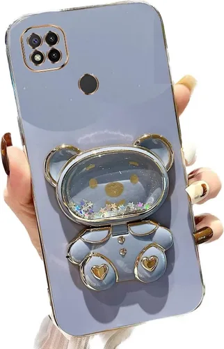 Vista 74 de Miagon Bear - Funda con soporte para espejo para Xiaomi Redmi A1, Quicksand Glitter Electroplated Soft TPU Protector Slim a prueba de golpes