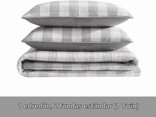 Vista 5 de Eddie Bauer - Juego de colcha individual, ropa de cama reversible de algodón con funda a juego, lujoso juego de cama