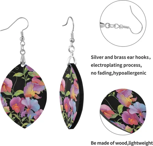Vista 2 de ALAZA Divertidos aretes colgantes para mujer, estilo hoja