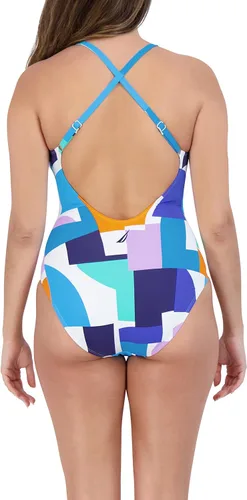 Vista 3 de Nautica Traje de baño estándar de una pieza para mujer, con control de abdomen, secado rápido, extraíble, con correa ajustable