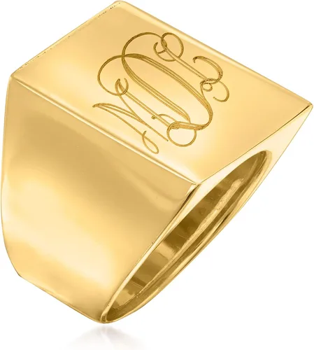 Vista 3 de Ross-Simons Anillo cuadrado personalizado de oro amarillo italiano de 14 quilates, Oro, no conocido
