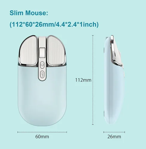 Vista 3 de Ratón recargable inalámbrico de 2.4G con receptor USB, un clic para volver al escritorio, botón de silencio, ahorro de energía, 2400 DPI óptico