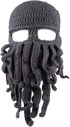 Vista 2 de Kafeimali Head Barbarian Vagabond - Gorro para hombre diseño de barba y pulpo