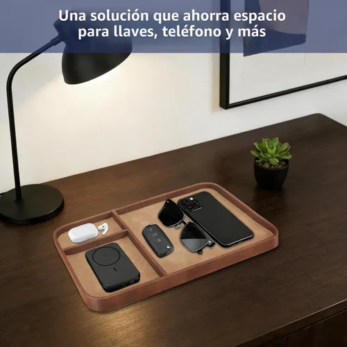 Vista 3 de SITHON Bandeja de valet, organizador de moda, soporte multifuncional para Marrón