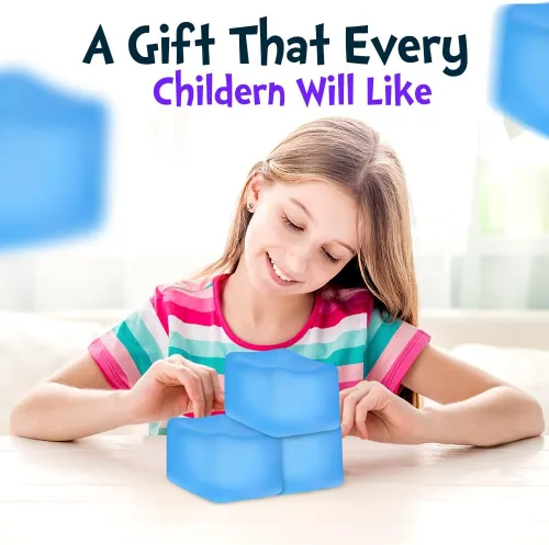 Vista 6 de Big Stress Cube Squishy Slow Rising Gel Fidget Toy TDAH BPA 2.25 pulgadas (azul)