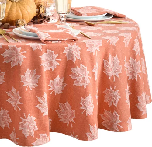 Vista 10 de Falling Leaves - Mantel jacquard color verde, 70 pulgadas de ancho x 70 pulgadas de largo, redondo