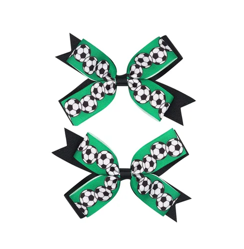 Vista 9 de Pinzas para el pelo de fútbol, cinta de fútbol, accesorios para el cabello para niñas, pinzas para el cabello de fútbol, 2 unidades, color negro