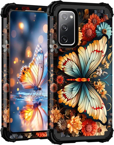 Vista 37 de Hocase Funda para Galaxy S20 FE 5G, Protección resistente a prueba de golpes, goma de silicona suave + parachoques de plástico duro, funda