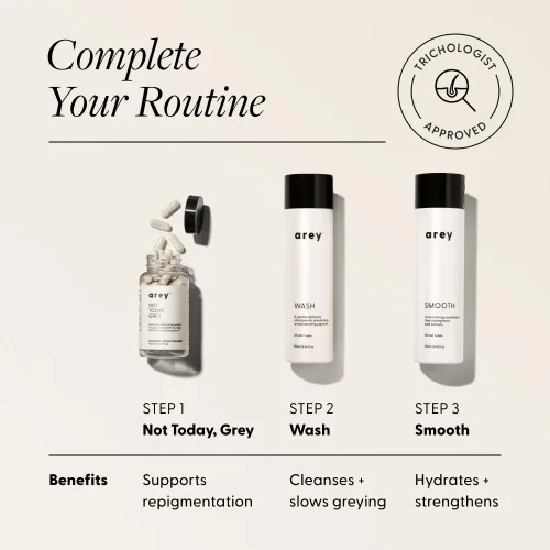 Vista 7 de Arey Champú de lavado para mujeres y hombres Retrasar + reducir los signos del envejecimiento de las canas y promover hebras más saludables