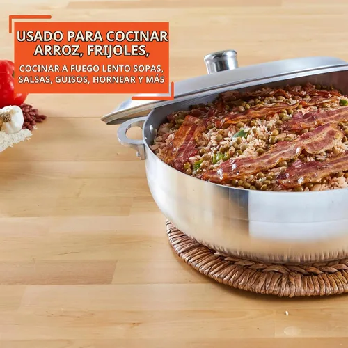 Vista 6 de IMUSA Caldero tradicional de aluminio pulido (horno holandés) con tapa, 6.9 cuartos, aluminio pulido