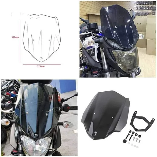 Vista 2 de GLoyer Motorcycle Windshield Compatible with MT03 MT 03 2016-2018 Mounting Bracket Windshield Smoke Color and Black Color Moto Windscreens Wind