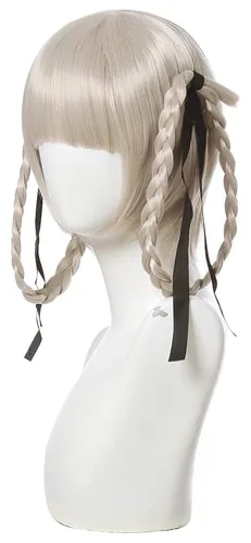 Vista 2 de LCNING Kirari Momobami Peluca Kakegurui Cosplay Trenzas Cortas Gris