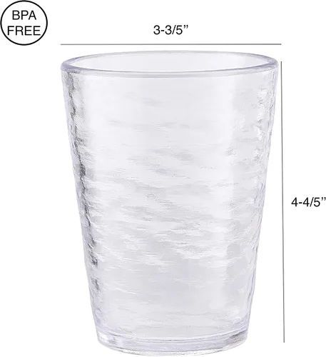 Vista 7 de RIPPLE- Juego de 4 vasos acrílicos de 16 onzas, sin BPA, apilables, aptos para lavavajillas, transparentes