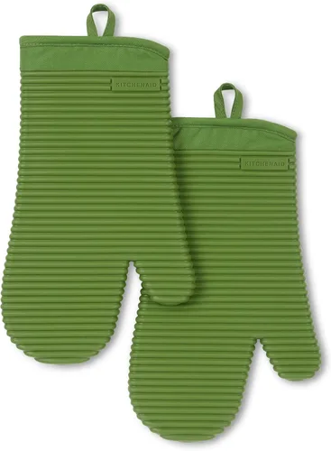 Vista 16 de KitchenAid - Juego de 2 manoplas de horno de silicona suave acanalada, 7.5"x13", celeste agua