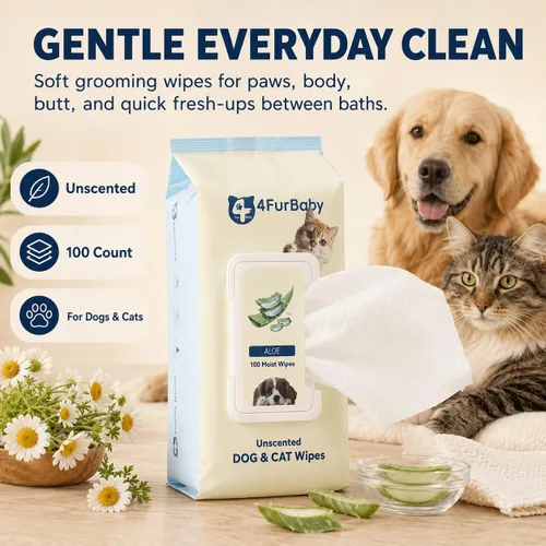 Vista 2 de Toallitas para perros para patas y traseros, sin perfume, 100