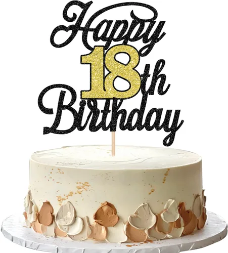Vista 30 de Rsstarxi 1 paquete de decoración para tarta de cumpleaños 8 con purpurina negra de 8 años y fabulosos saludos a 8 años de edad, para celebrar el 8º