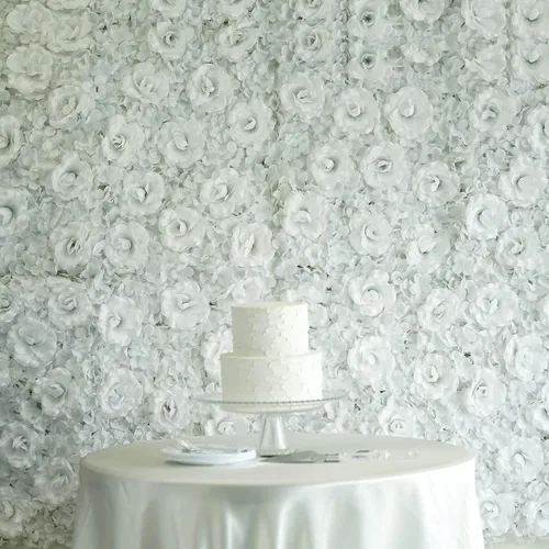 Vista 6 de Tableclothsfactory Paquete de 4 paneles de 11 pies cuadrados con protección UV, rubor 3D de seda rosa y hortensia para decoración de centros de mesa