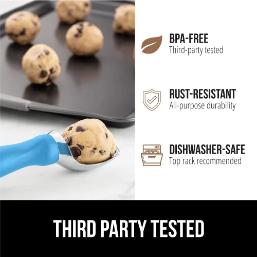 Vista 6 de Cuchara para helado premium de Gorilla Grip, apta para lavavajillas, con un mango de agarre cómodo, diseño resistente y duradero. Herramienta